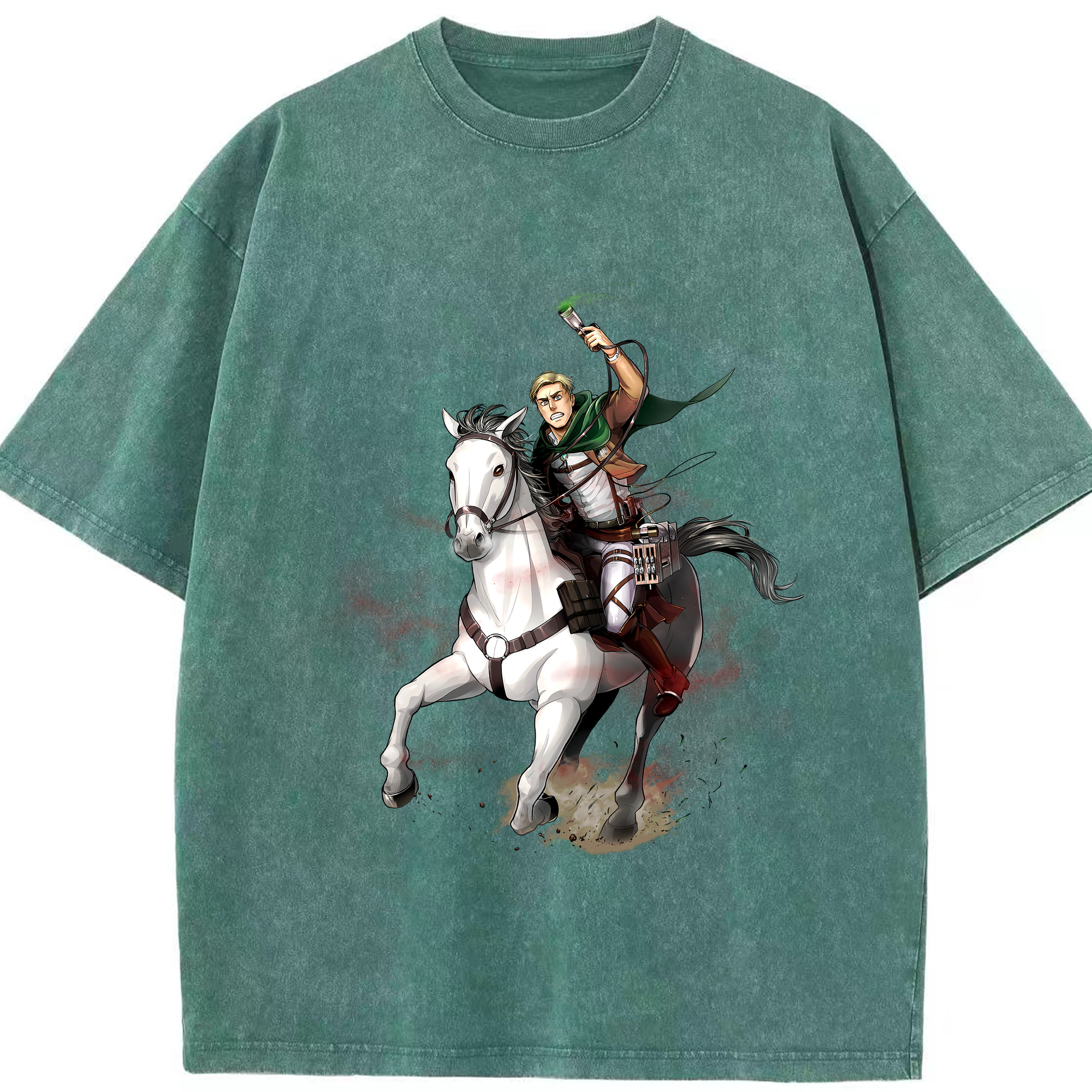 （画像用） 進撃の巨人 エルヴィン・スミス Attack on Titan Erwin Smith 綿100% ヴィンテージ風 半袖Tシャツ（フロントプリント）